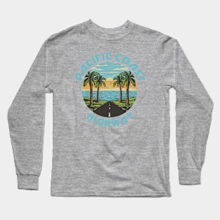 Pacific Coast Highway Palm Trees Long Sleeve T-Shirt